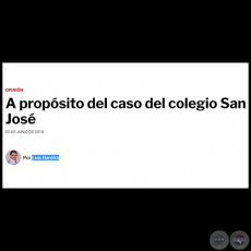 A PROPÓSITO DEL CASO DEL COLEGIO SAN JOSÉ - Por LUIS BAREIRO - Domingo, 03 de Junio de 2018